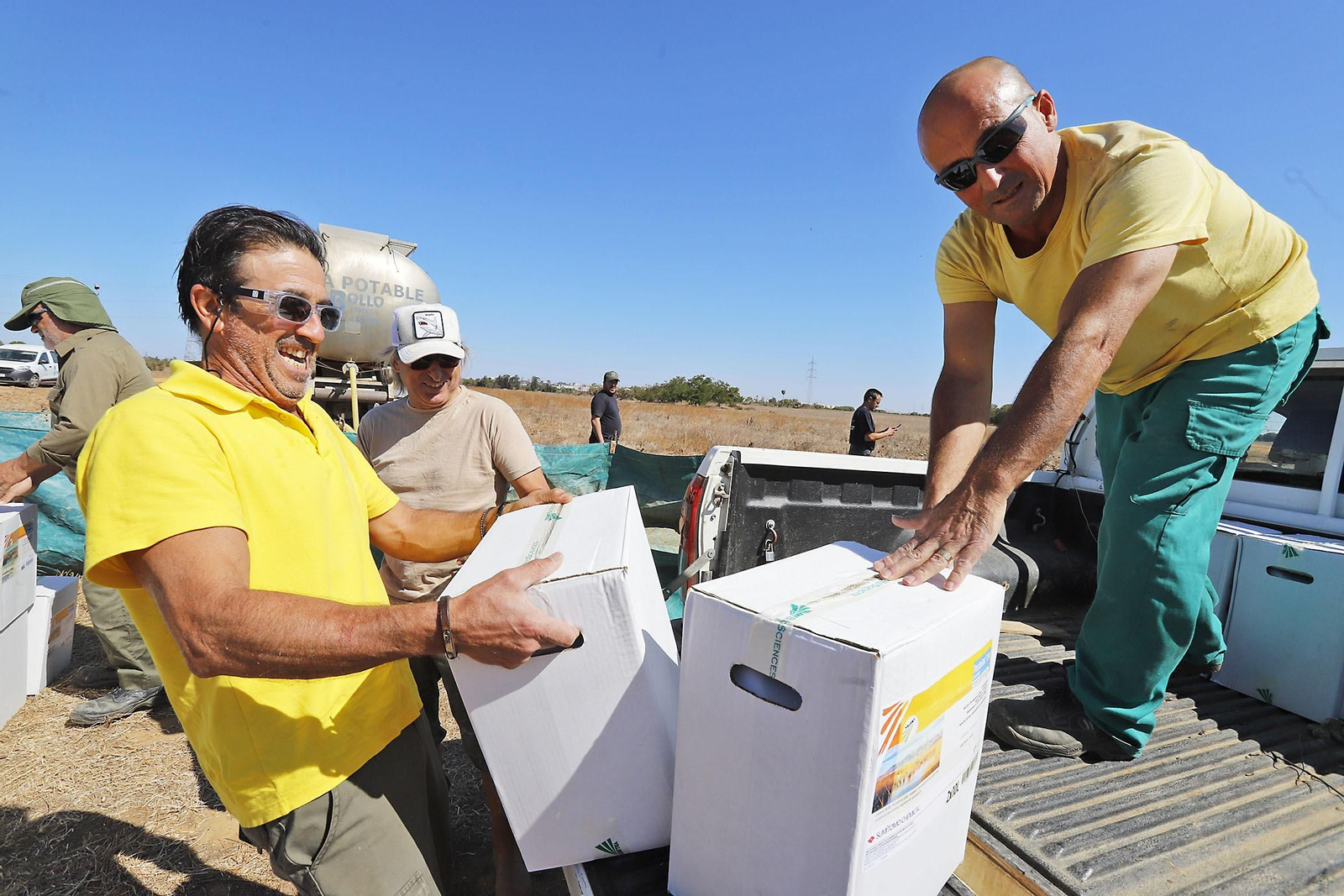 Imágenes del vuelo demostrativo de los medios aéreos del servicio de control de mosquitos