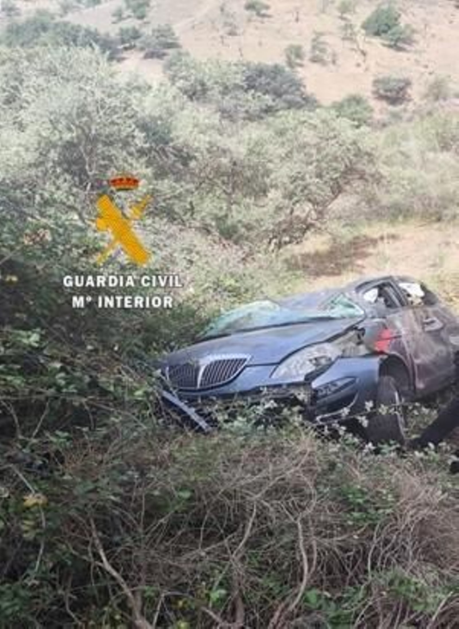 El vehículo accidentado en la zona.