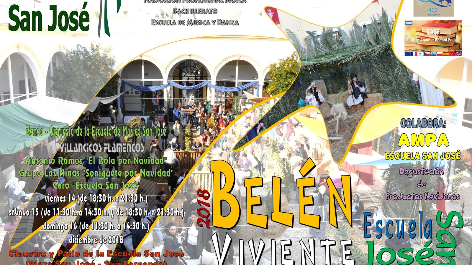 Cartel anunciador del belén viviente de la Escuela San José