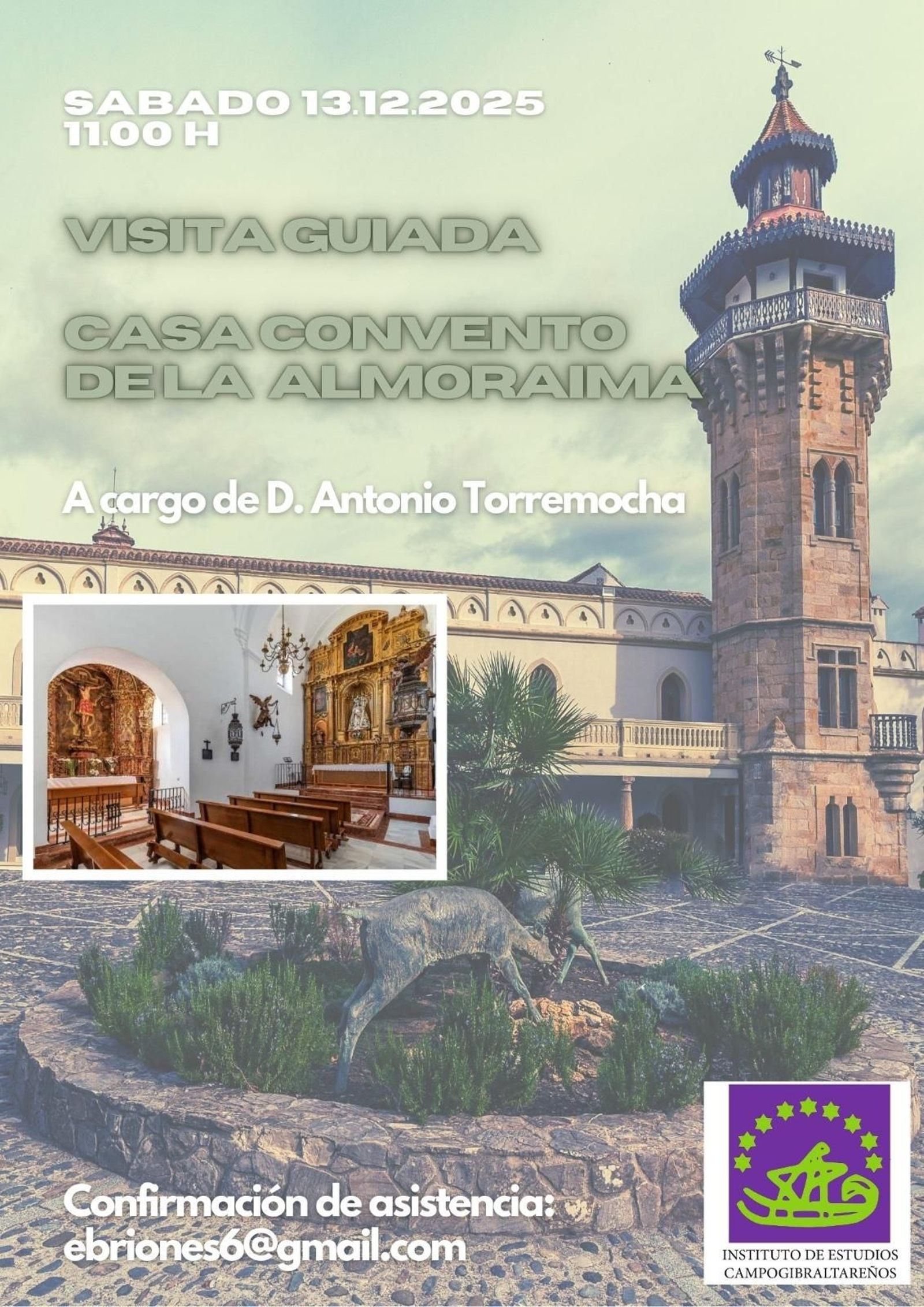 El cartel de la visita guiada a la Casa Convento de La Almoraima.