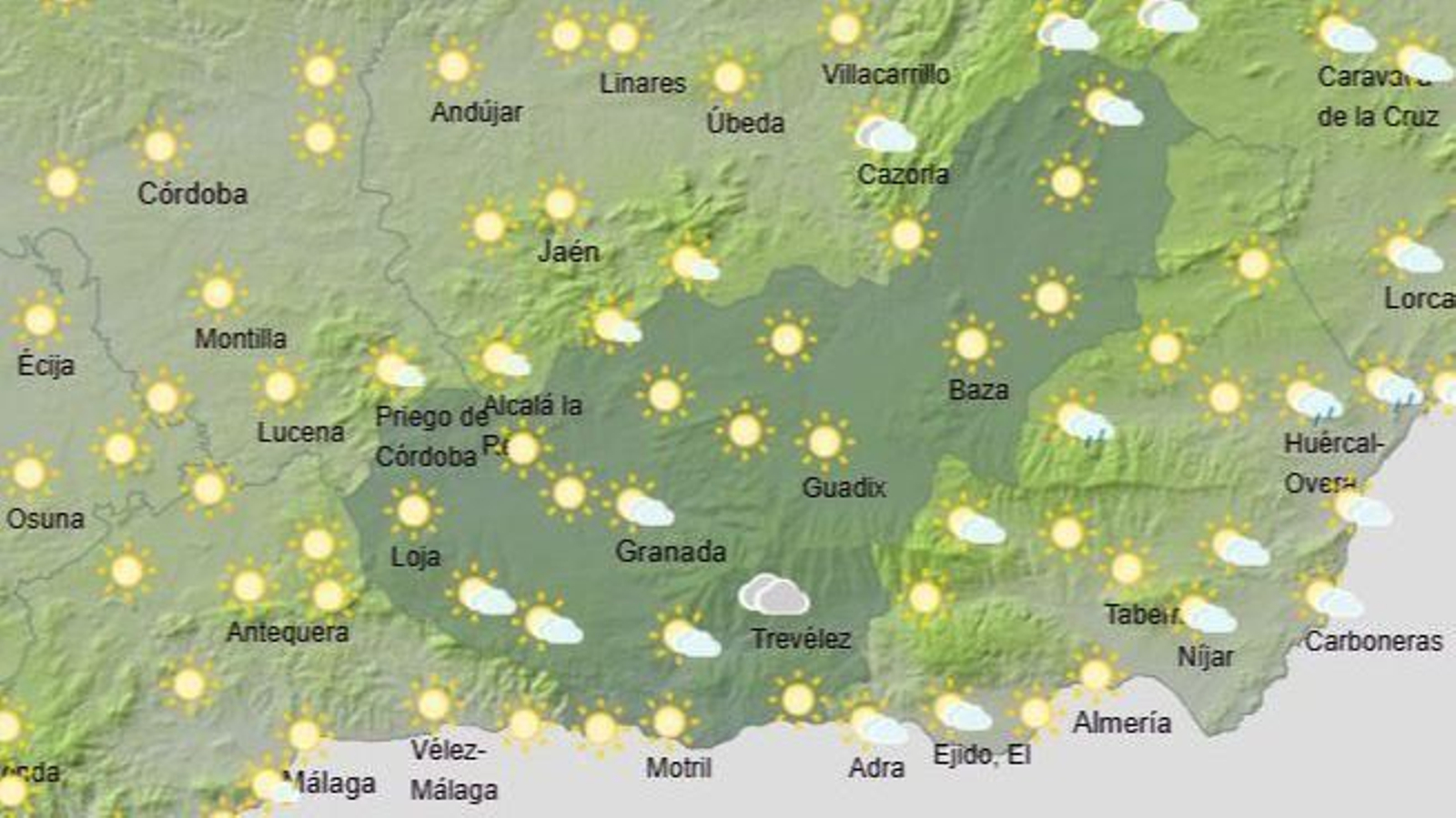 El Tiempo en Granada el tercer fin de semana de octubre de 2025