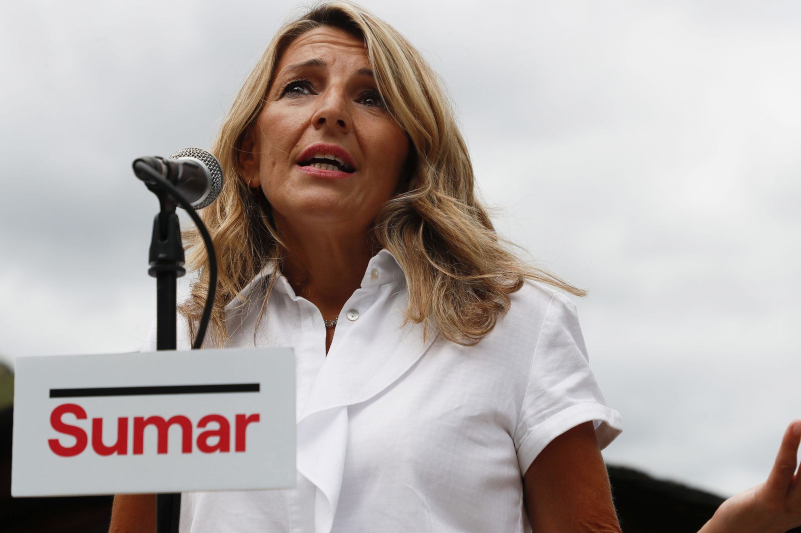 Yolanda Díaz, en el acto de Sumar en Lugo.