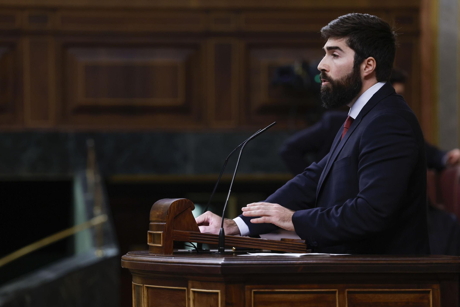 El diputado de Vox Manuel Mariscal cuyas palabras han sido retiradas del 'Diario de Sesiones' por apología del franquismo.