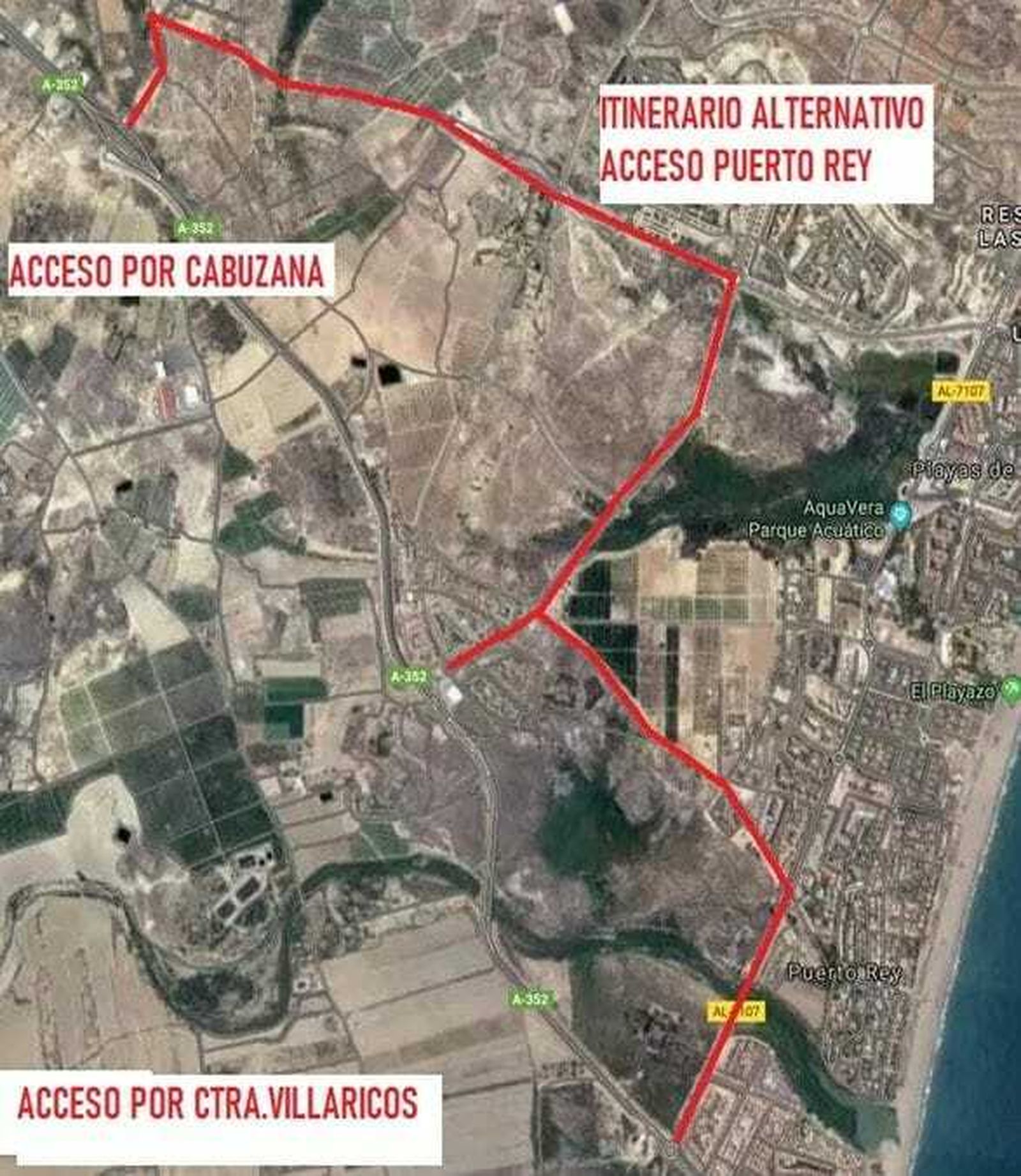 Ruta alternativa al corte de la A-352.