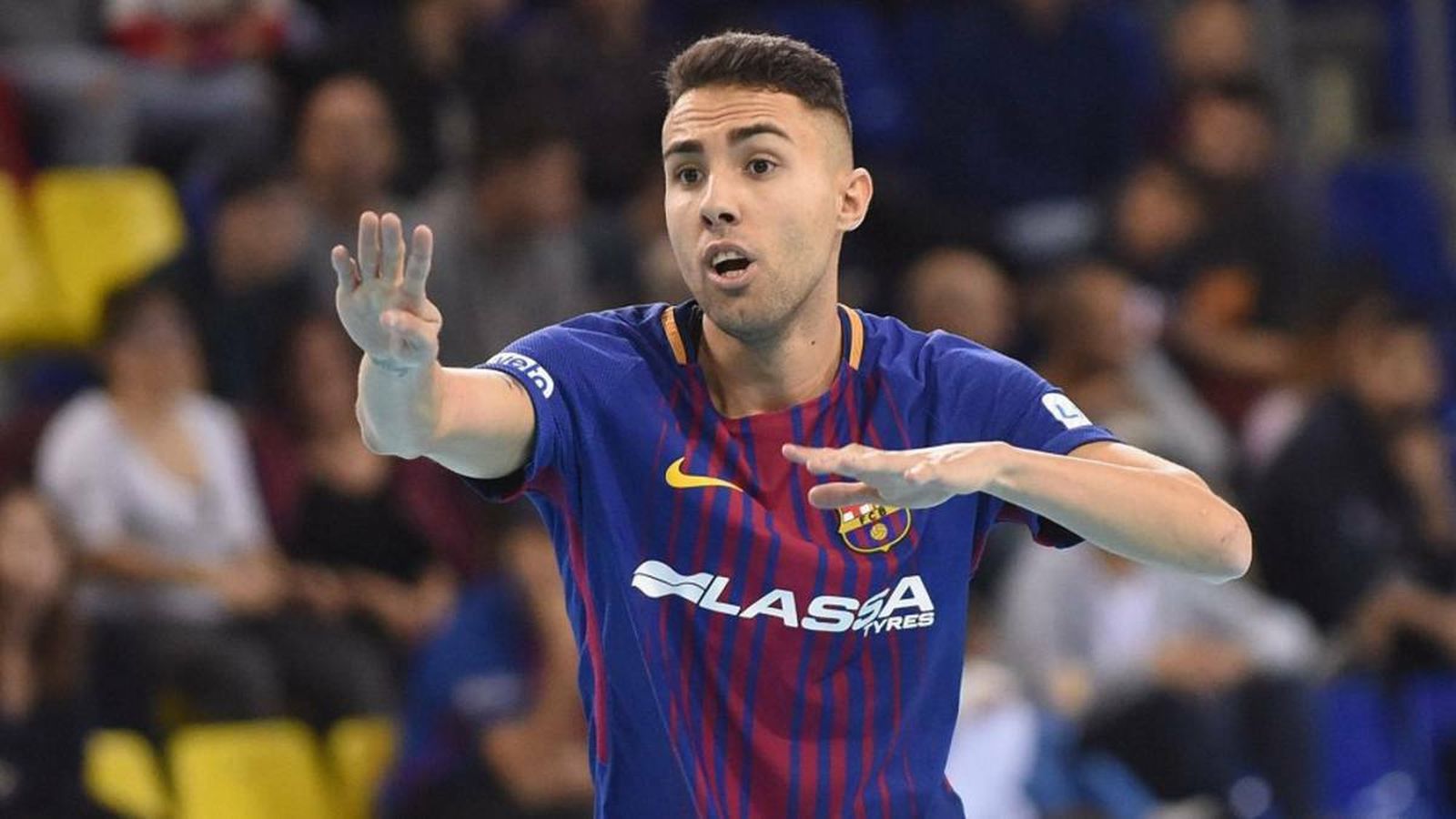 Jesús Aicardo, con la elástica del Barça.