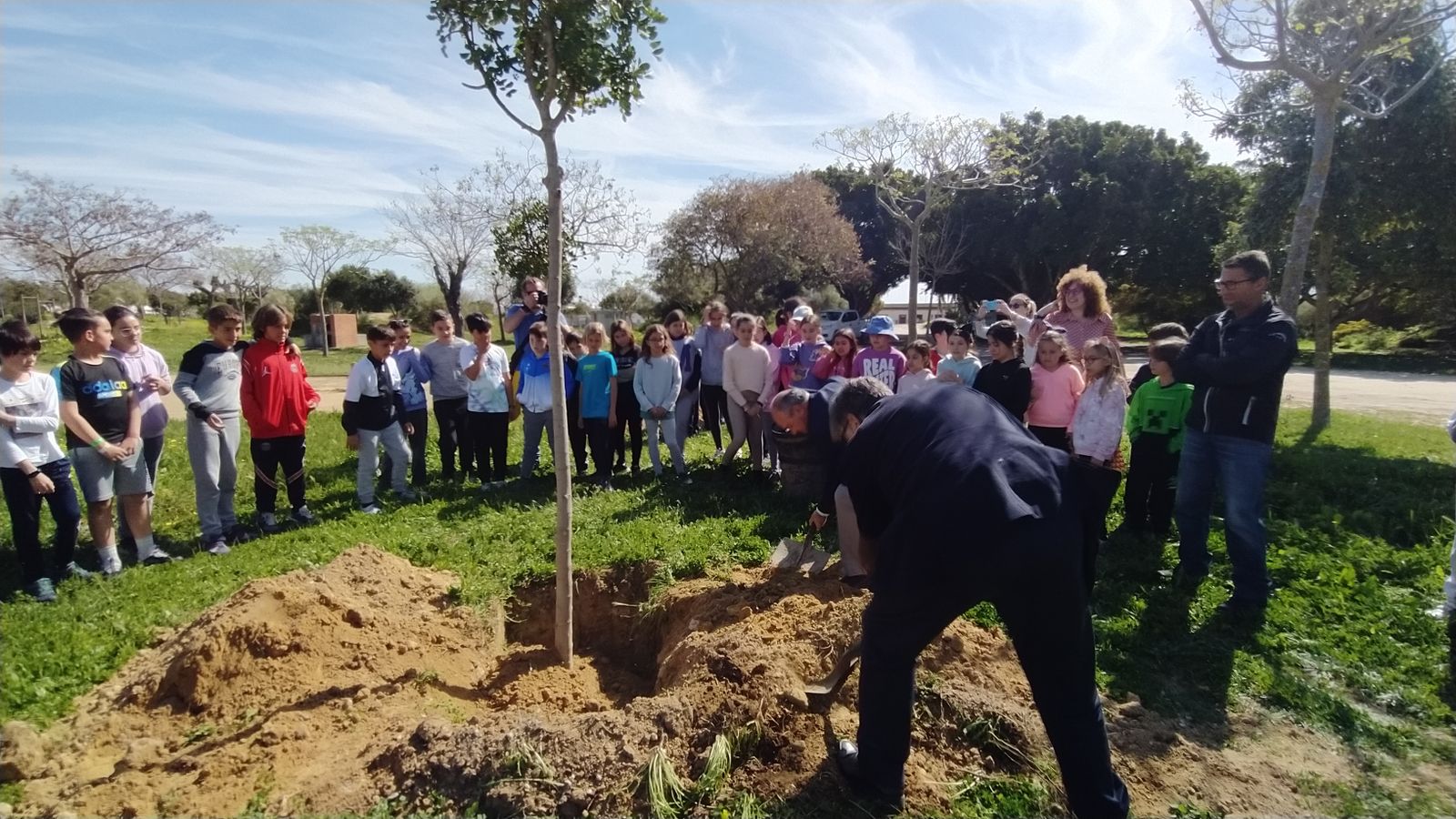 Así ha sido la plantación de árboles en el Cerro por alumnos del colegio Camposoto