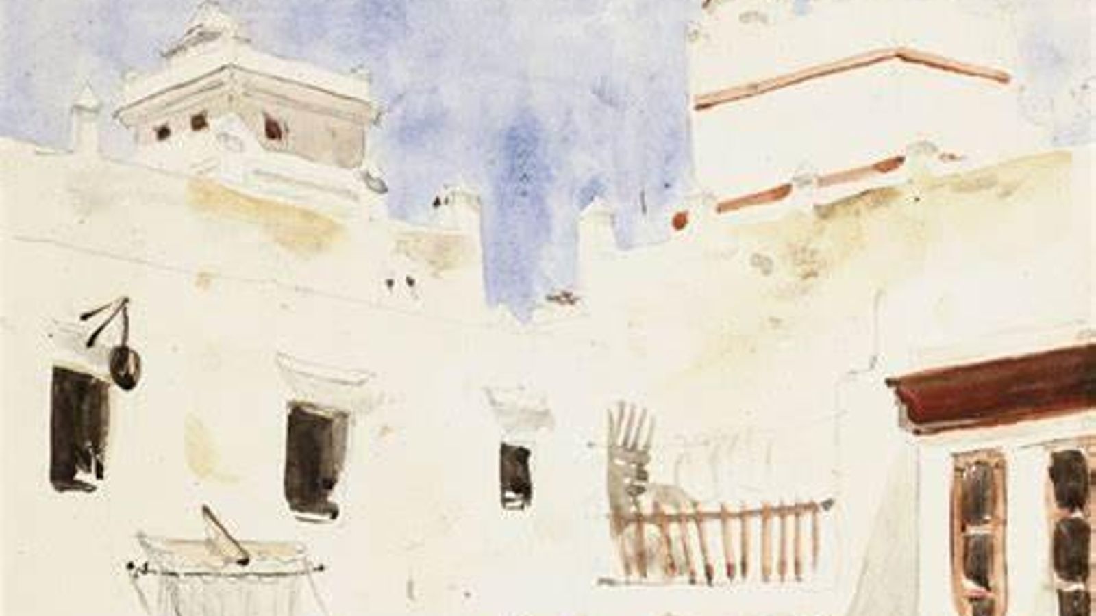 Acuarela de Delacroix desde el interior de la Posada Inglesa.