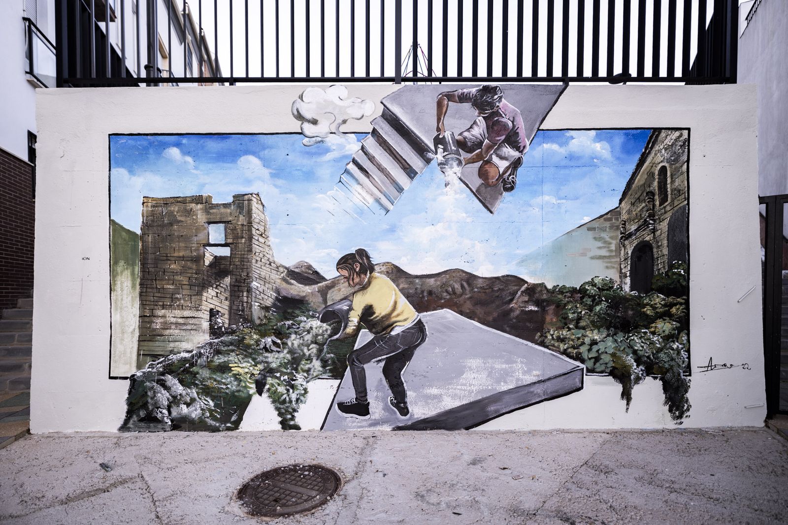 Obra mural de Alejandro “Adoro”, en Bedmar.