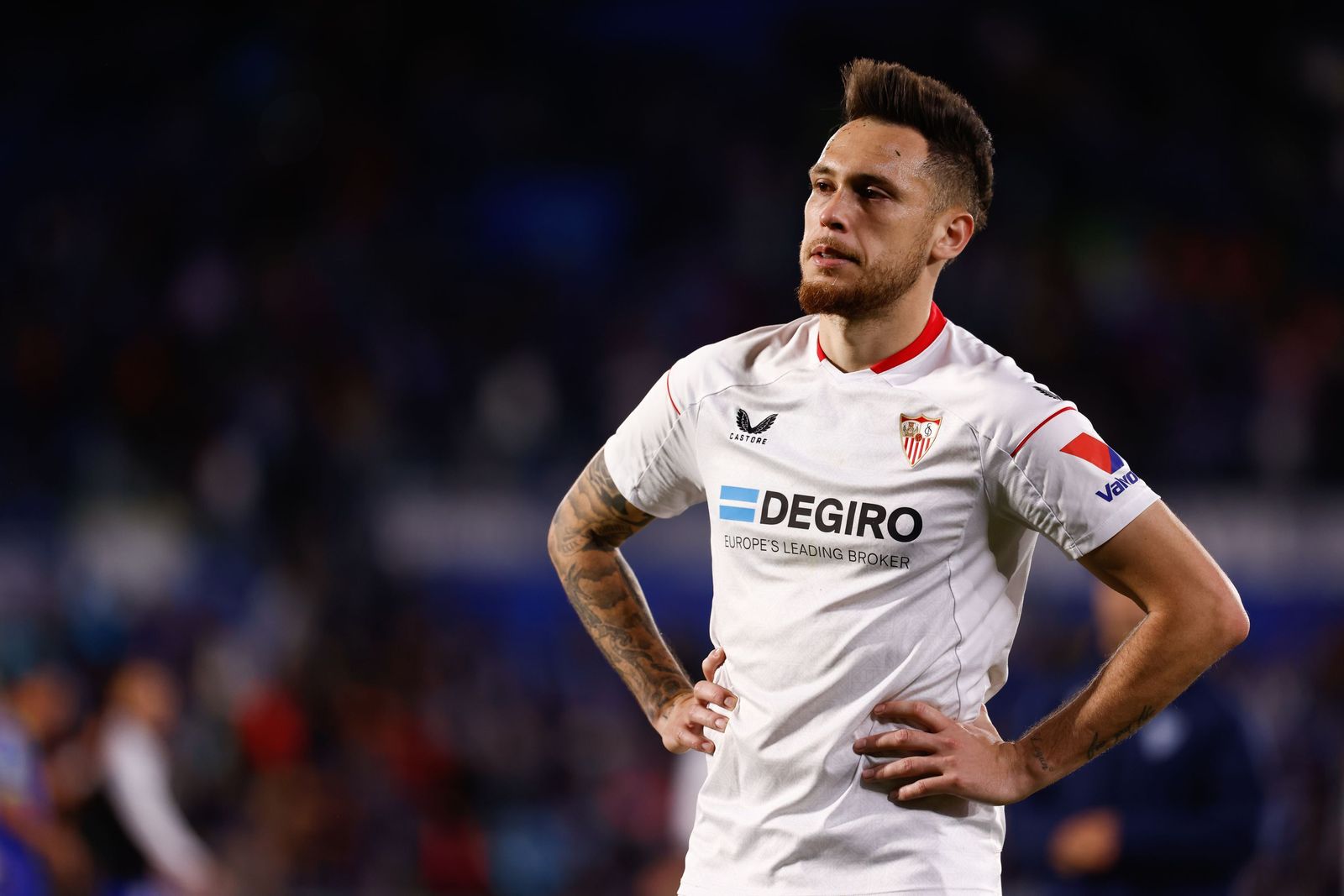 Lucas Ocampos, visiblemente ofuscado en Getafe.