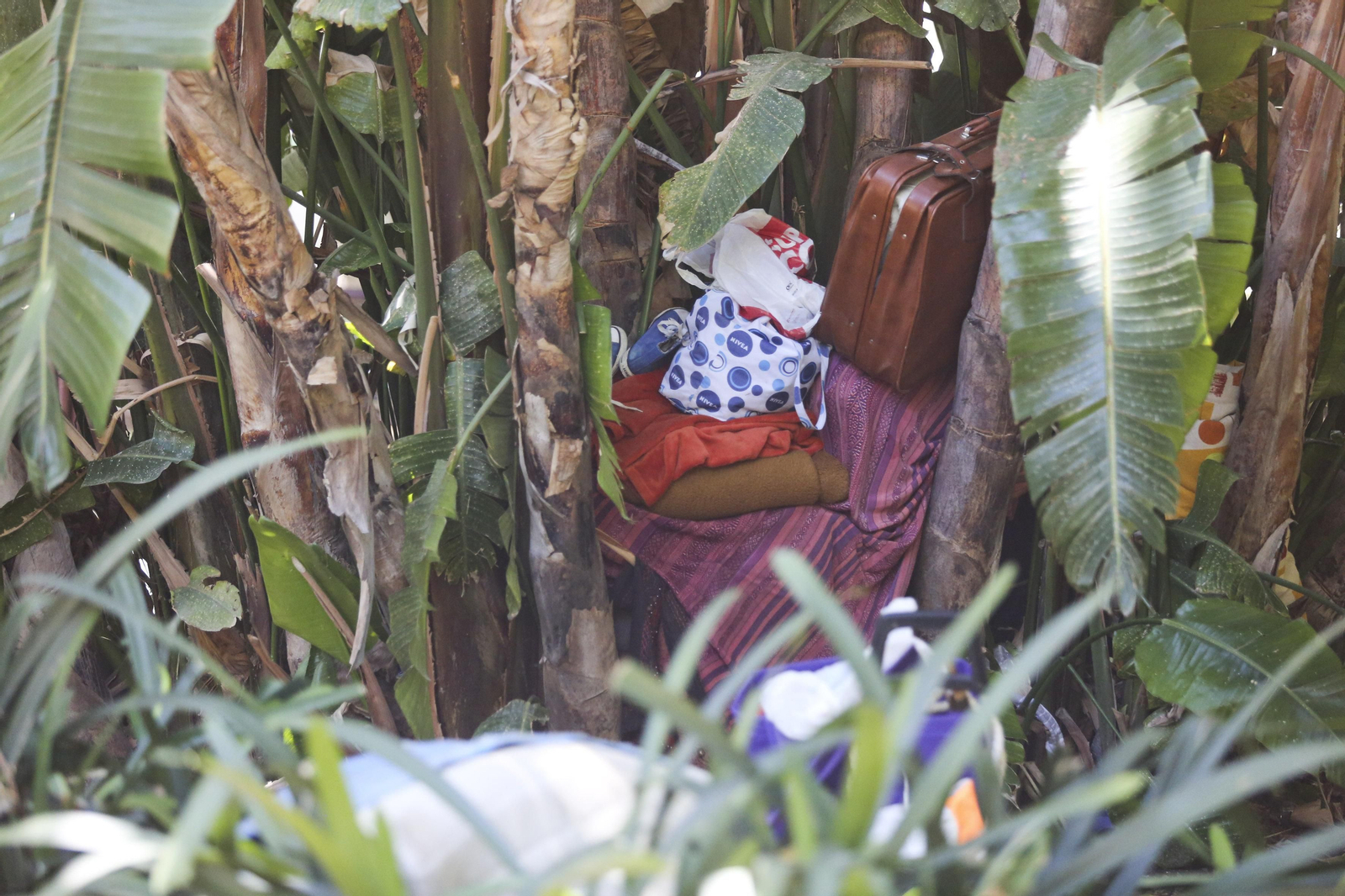 Fotos del  'camping' de los indigentes en el Parque de Málaga