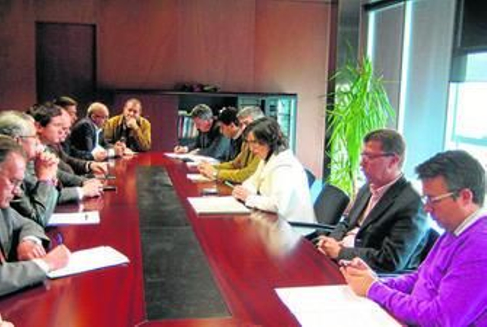 Los alcaldes de los diferentes municipios del Campo de Gibraltar, reunidos con Isabel Beneroso a inicios de 2011.