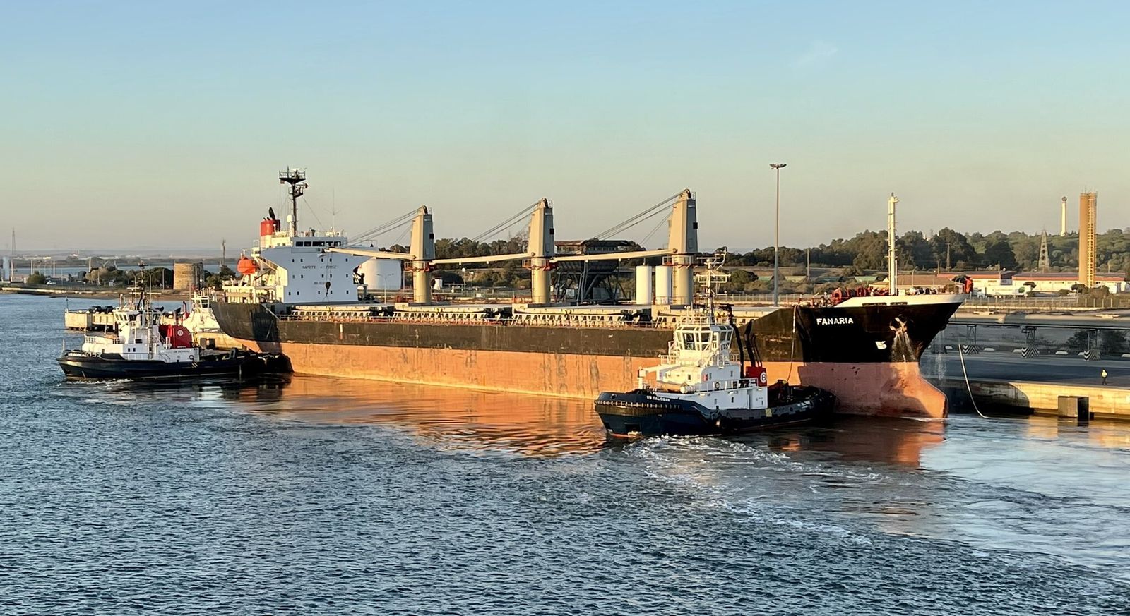 El buque 'B/C Fanaria' con las primeras 18.000 toneladas de trigo procedentes de Ucrania.