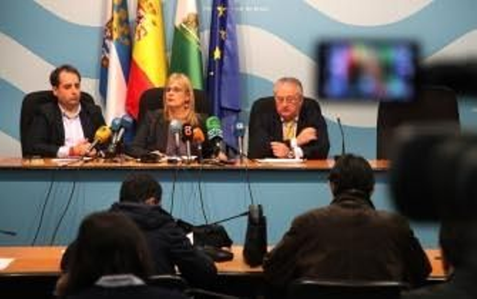 Antonio Saldaña, María José García-Pelayo y Enrique Espinosa, en una reciente comparecencia pública./Vanesa Lobo