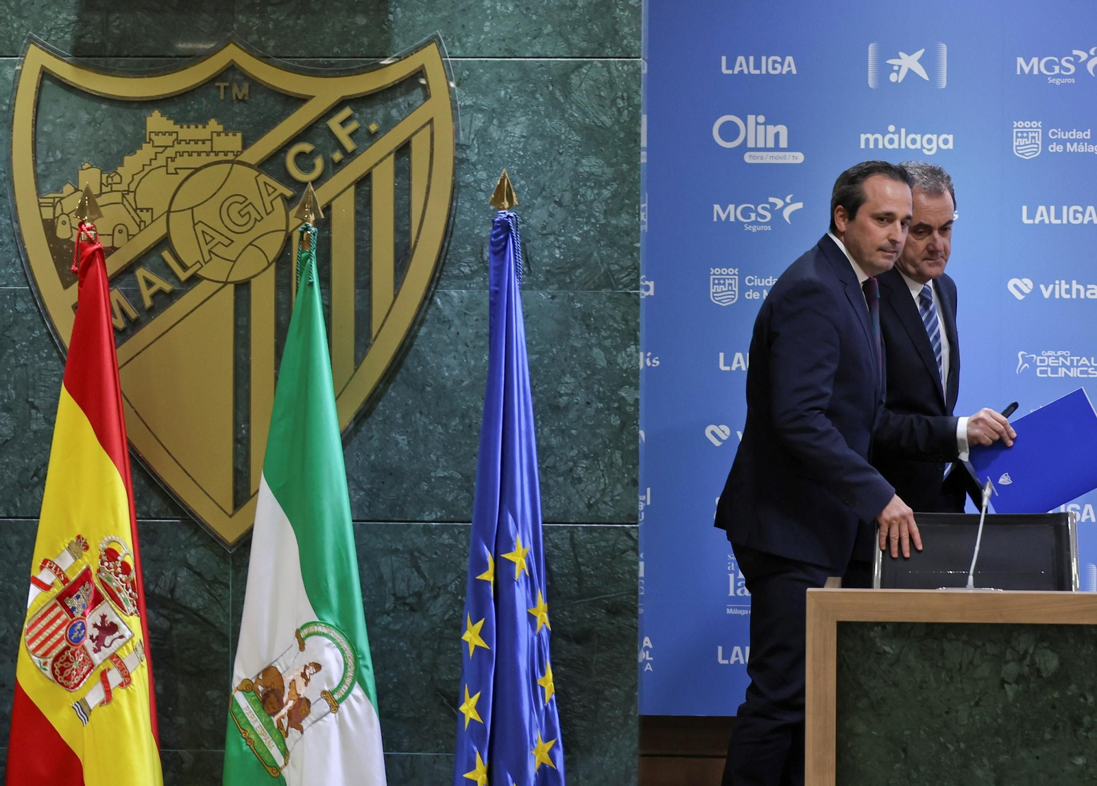 Kike Pérez y José María Muñoz, en la sala de prensa.