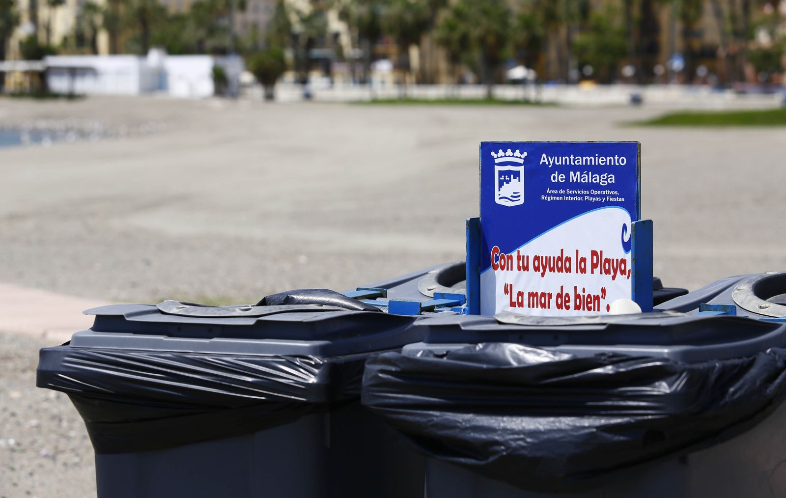 Fotos de la playa de La Malagueta en pleno confinamiento por el coronavirus