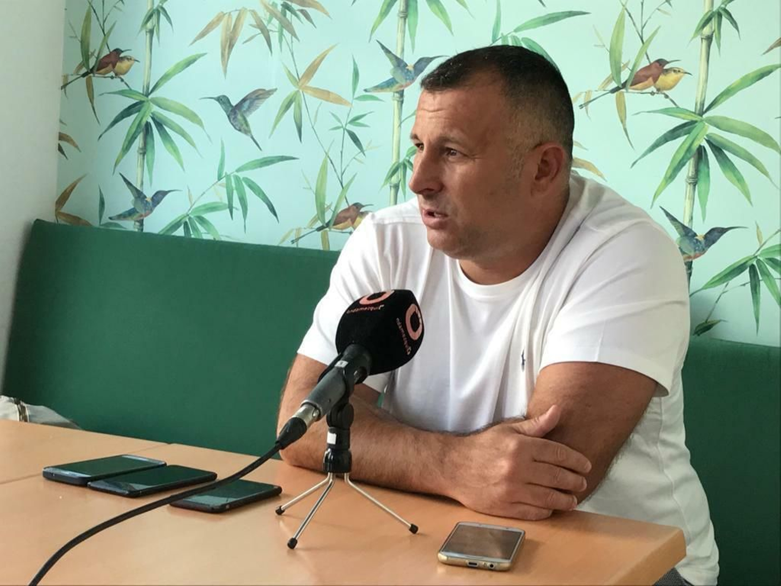 Javi Moreno, durante la rueda de prensa convocada este lunes.