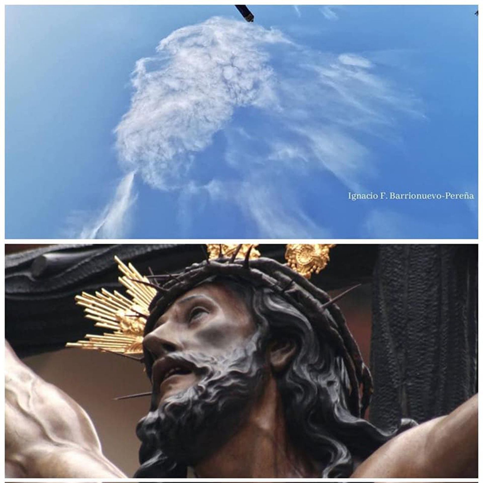 Las redes sociales compararon la silueta de la nube con la cara del Stmo. Cristo del Cachorro.