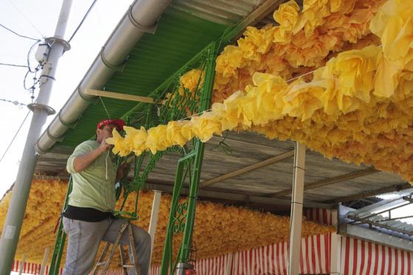 Colocación de los farolillos y decoración de las casetas.

Foto: José Ángel García
