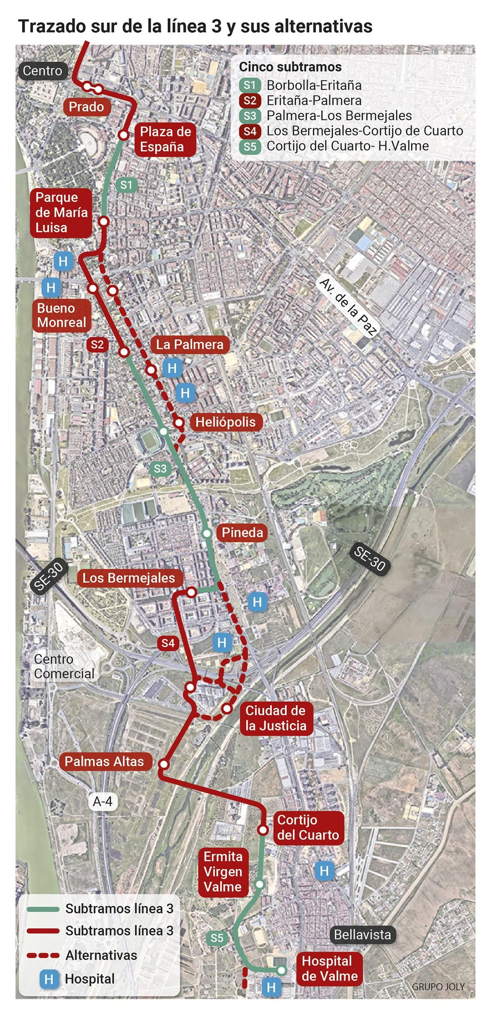 Tramo Sur de la  línea 3 del Metro y sus alternativas