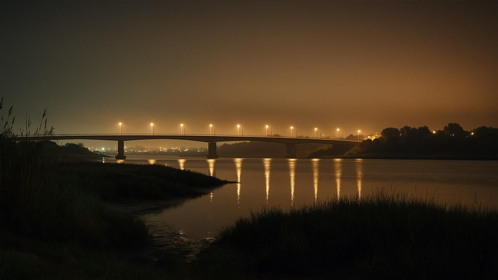 El puente que conecta Huelva con Corrales de noche. El puente que conecta Huelva con Corrales de noche.