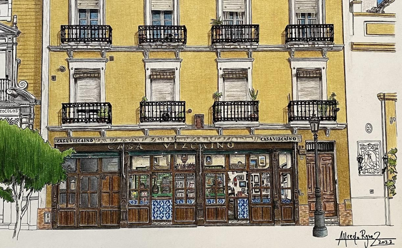 Fachada de Casa Vizcaíno realizada por Alfredo Rodríguez.