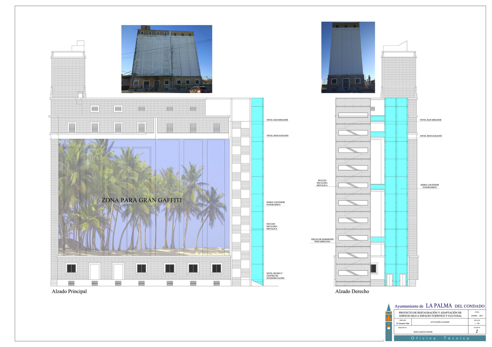 Extraordinaria imagen del silo de cereales abandonado de La Palma tomada ayer tarde junto a la estación de ferrocarril palmerina.