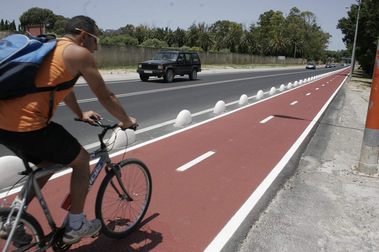 El carril bici de la avenida de Sanlúcar, con el aspecto que presentaba en 2010.