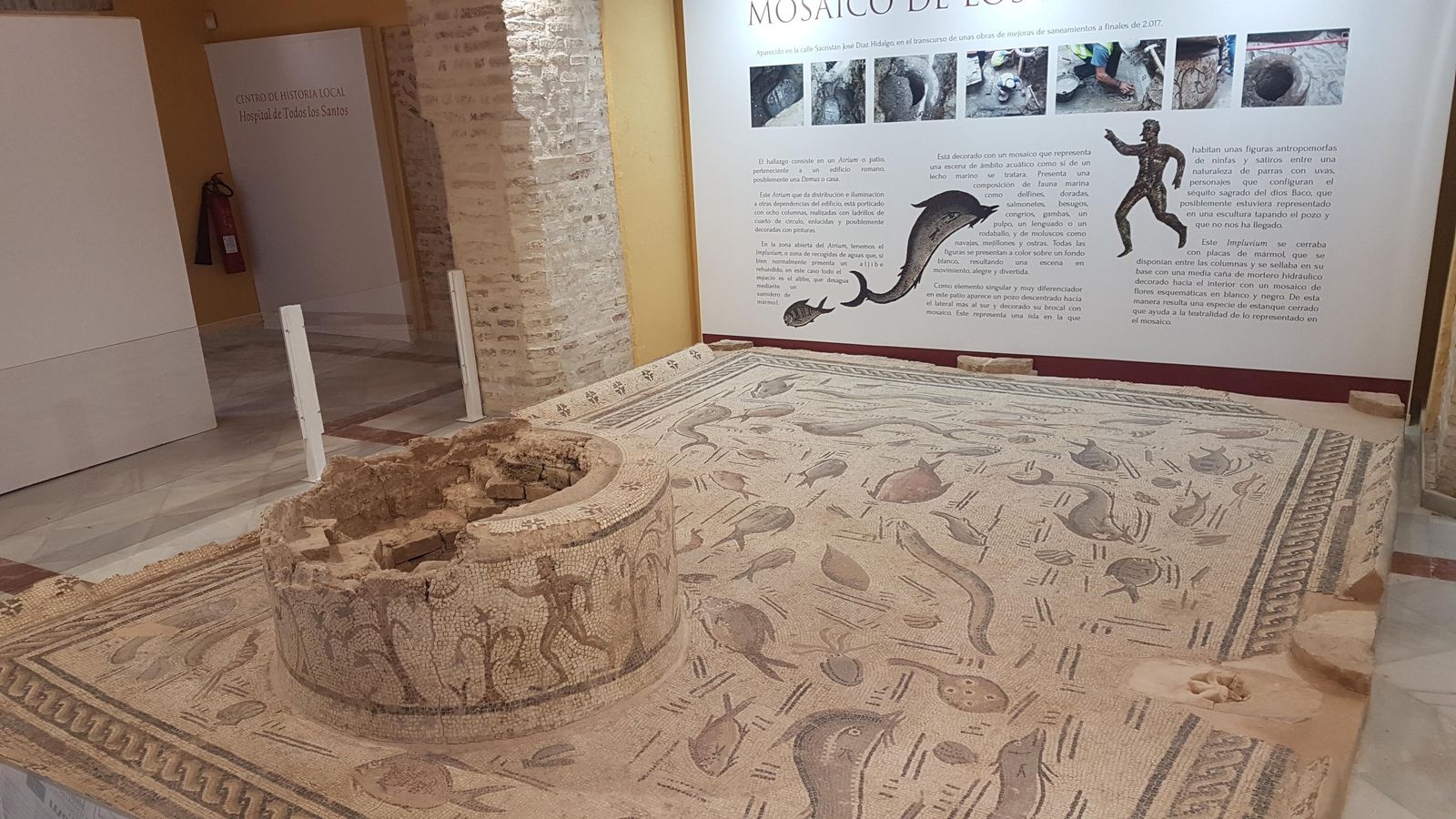 Mosaico romano de Cantillana expuesto en el Centro de Historia Local.