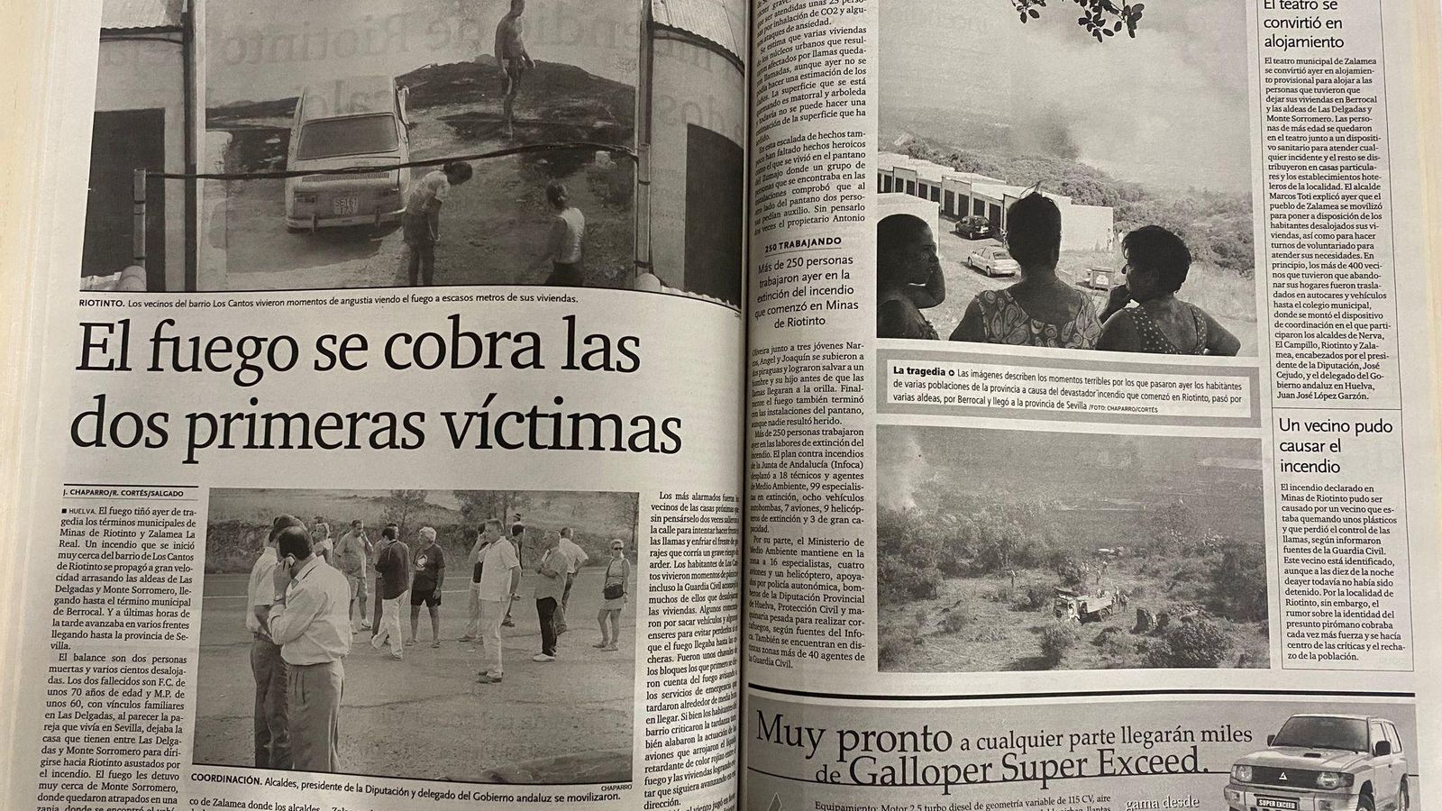Noticia del periódico Huelva Información del incendio de 2004