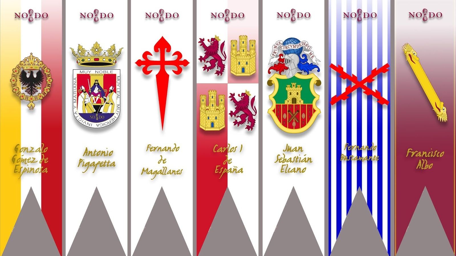 Estandartes que se encontrarán en el interior de la Casa de las Columnas