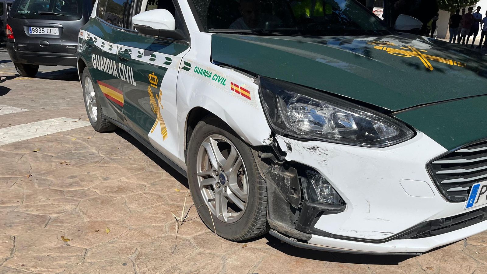 Coche de la Guardia Civil que participó en la persecución