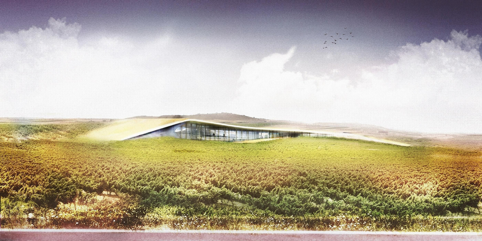 Recreación virtual de la futura bodega semienterrada de Beronia.