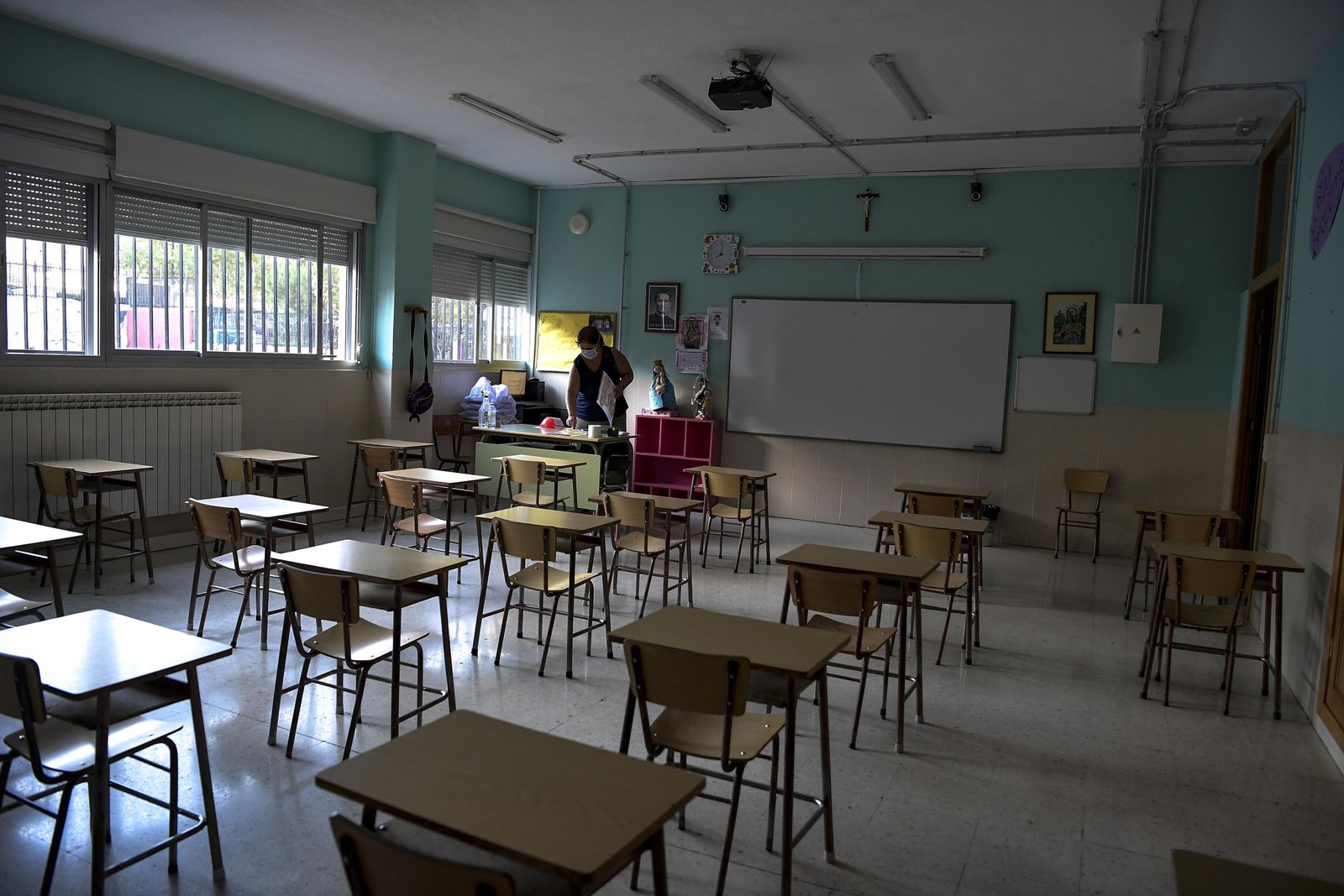 Aula con todo preparado para la vuelta a clase.