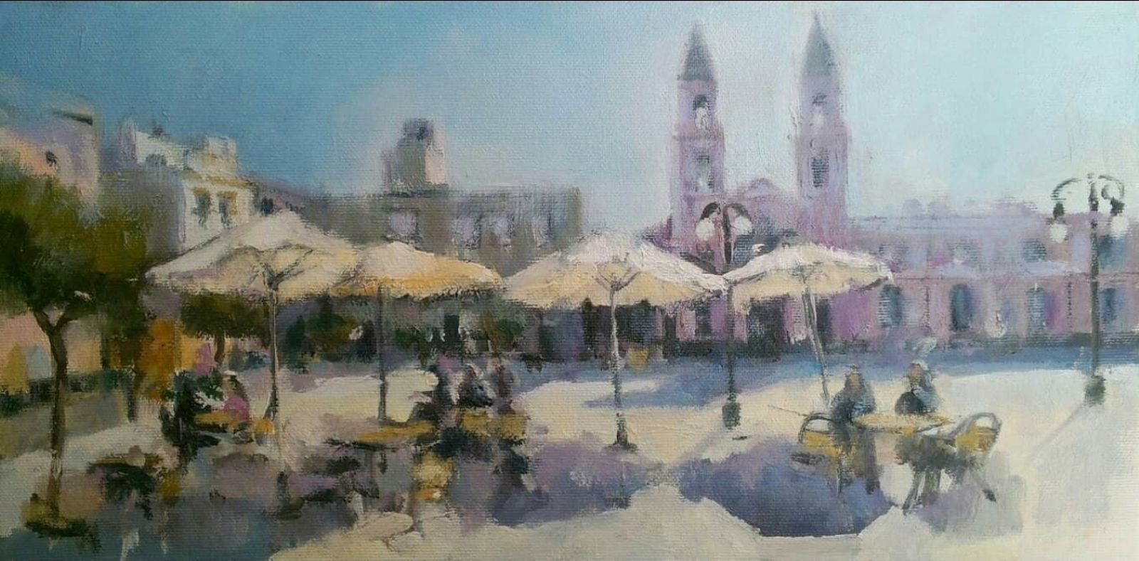 La vista de la plaza de San Antonio pintada por Cristina López Ramírez.