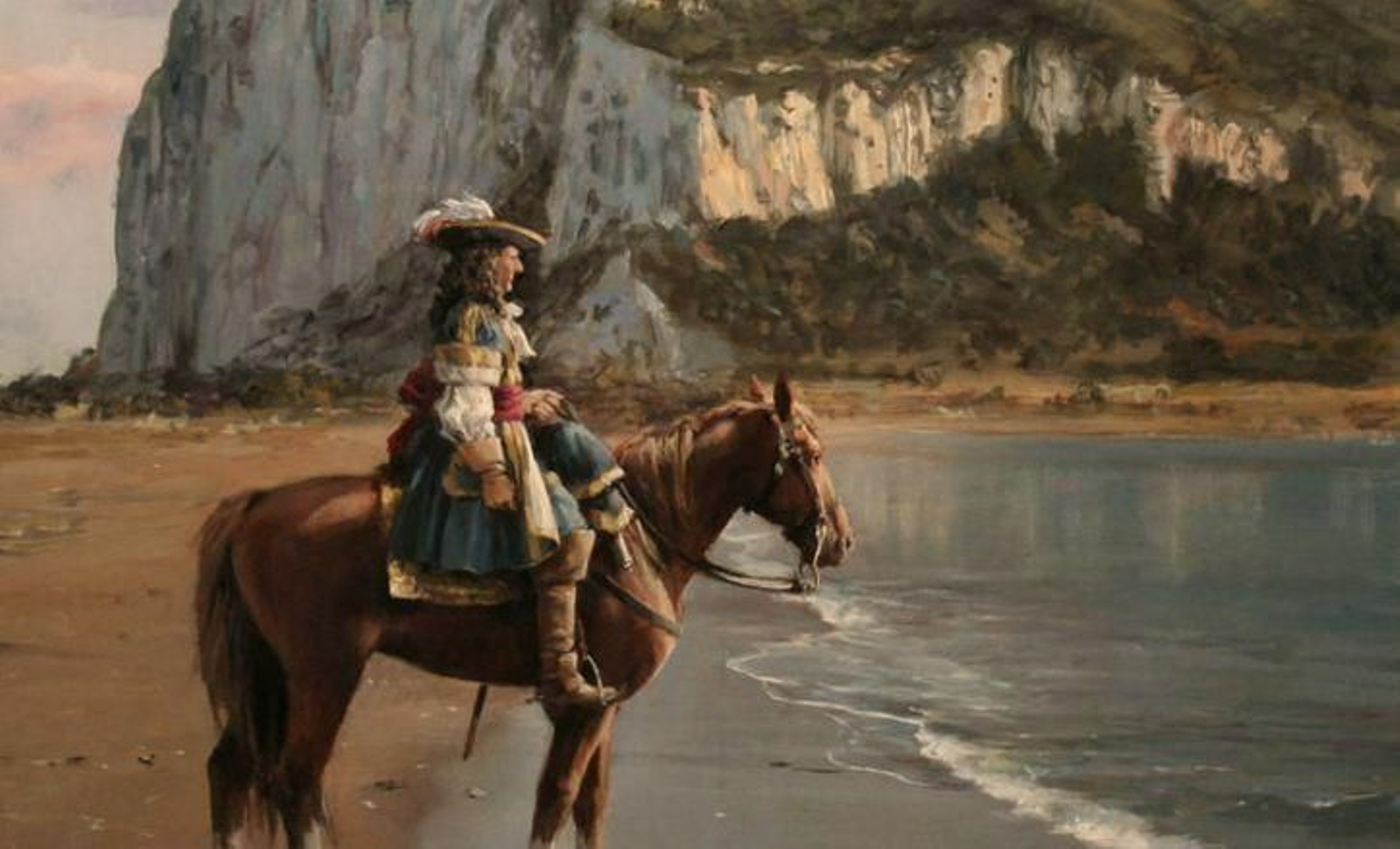 'El último de Gibraltar', cuadro de Augusto Ferrer-Dalmau que retrata a Salinas delante del Peñón.