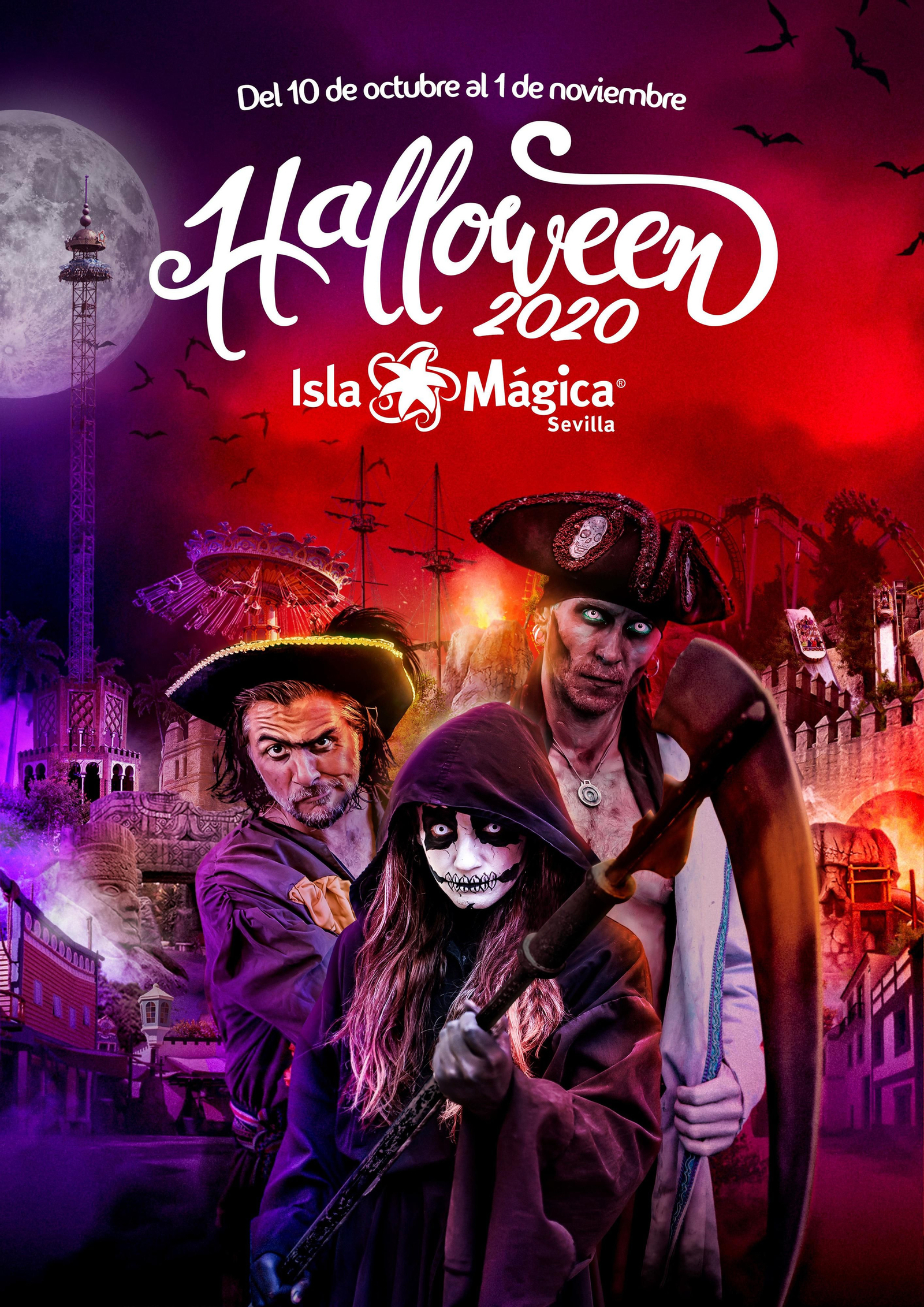 Cartel de Halloween 2020 en Isla Mágica.
