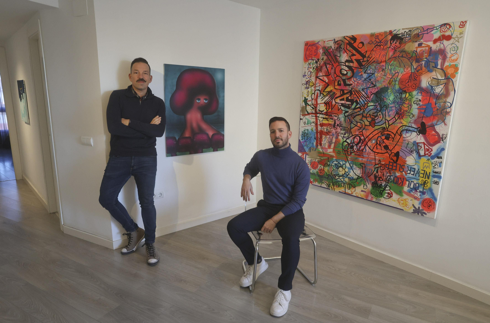 Pedro Alarcón y Cristian Mellado junto a las piezas de Back y Judas Arrieta. Pedro Alarcón y Cristian Mellado junto a las piezas de Back y Judas Arrieta.