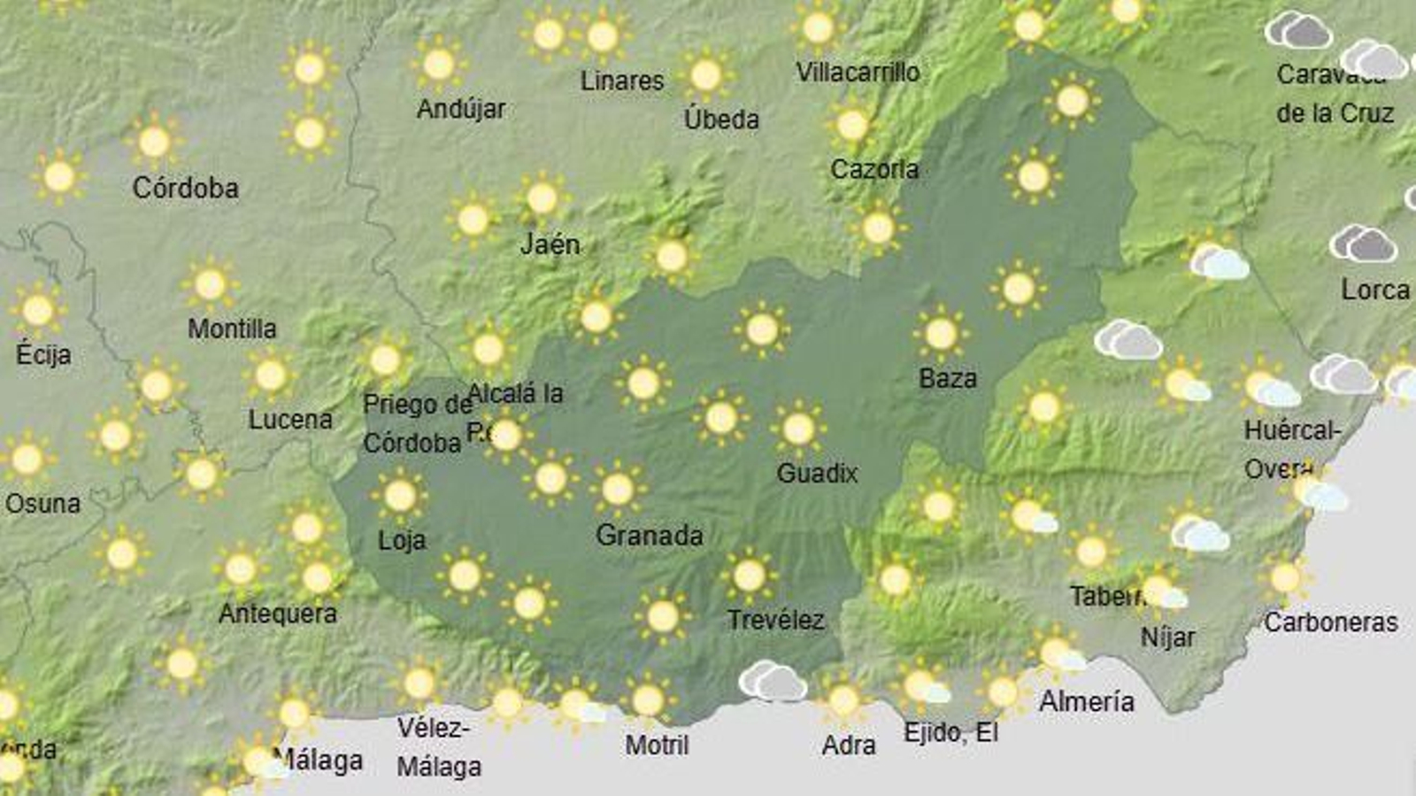El Tiempo en Granada el 3 de noviembre de 2025