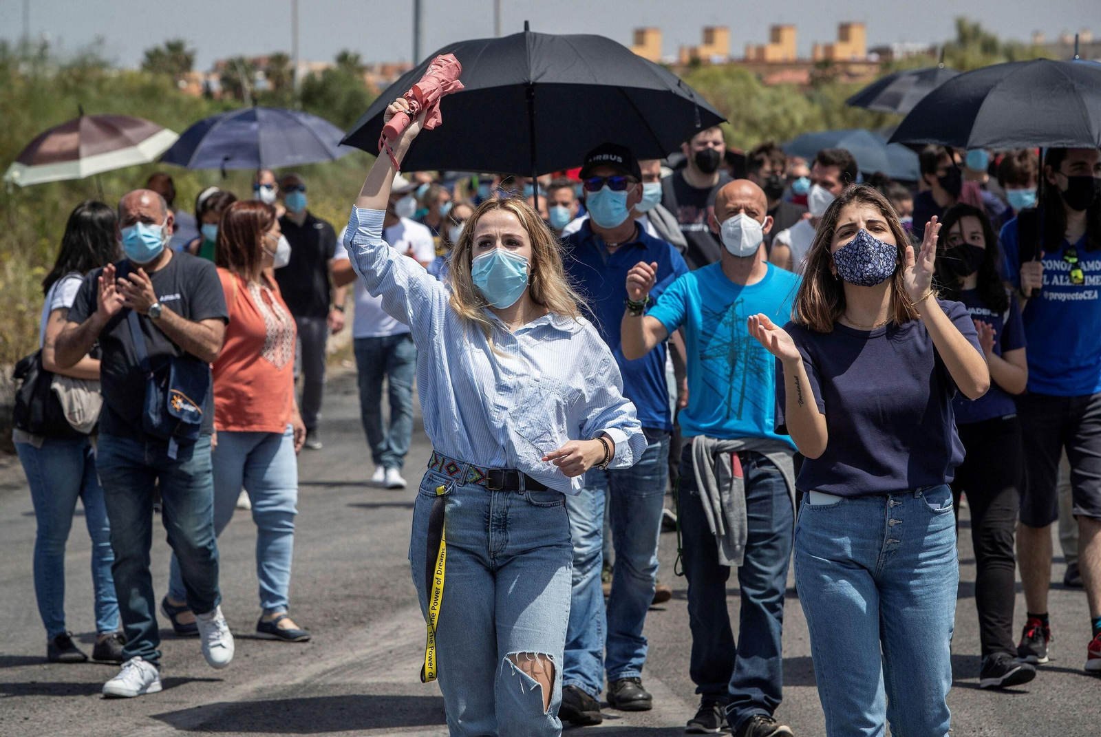 Estudiantes de Ingeniería en Puerto Real mostraron su apoyo la semana pasada a los trabajadores de Airbus.