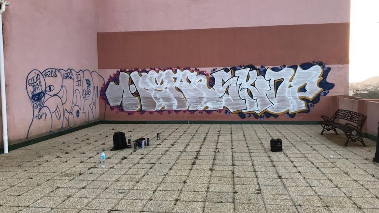 Imagen de uno de los edificios pintados con grafitis.