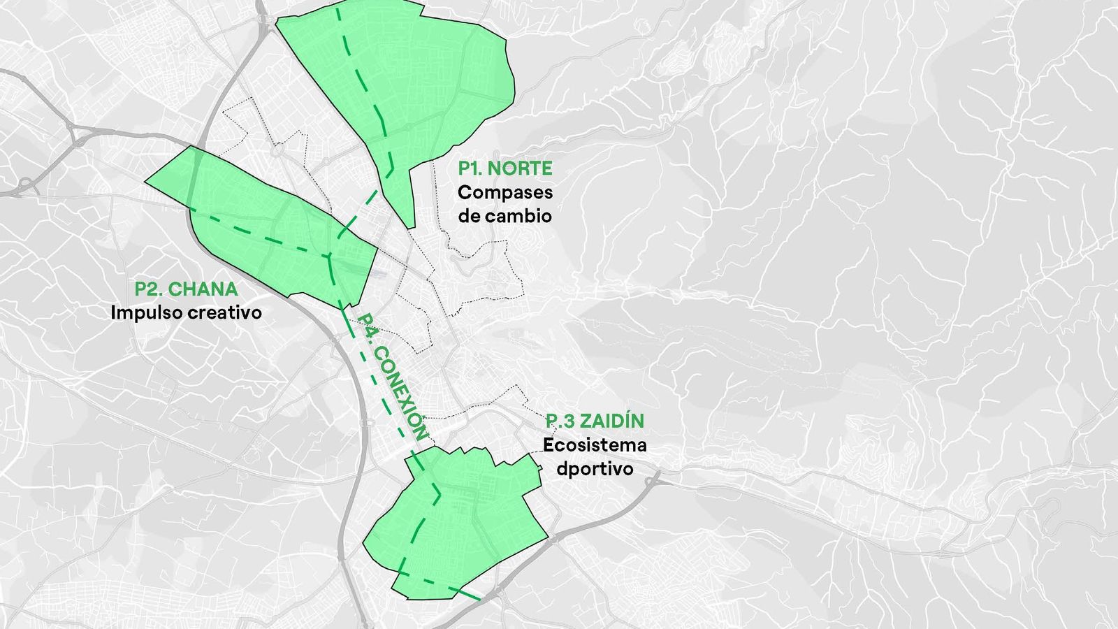 Las tres zonas protagonistas de cada barrio.