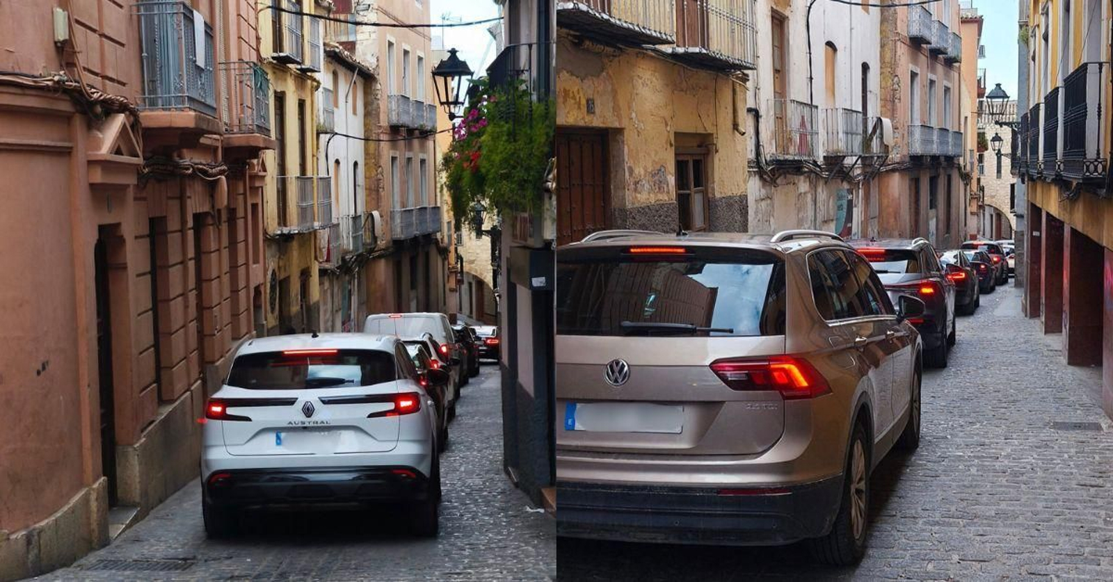 Aspecto cotidiano de la calle Almendros Aguilar, con el arco de San Lorenzo al fondo.