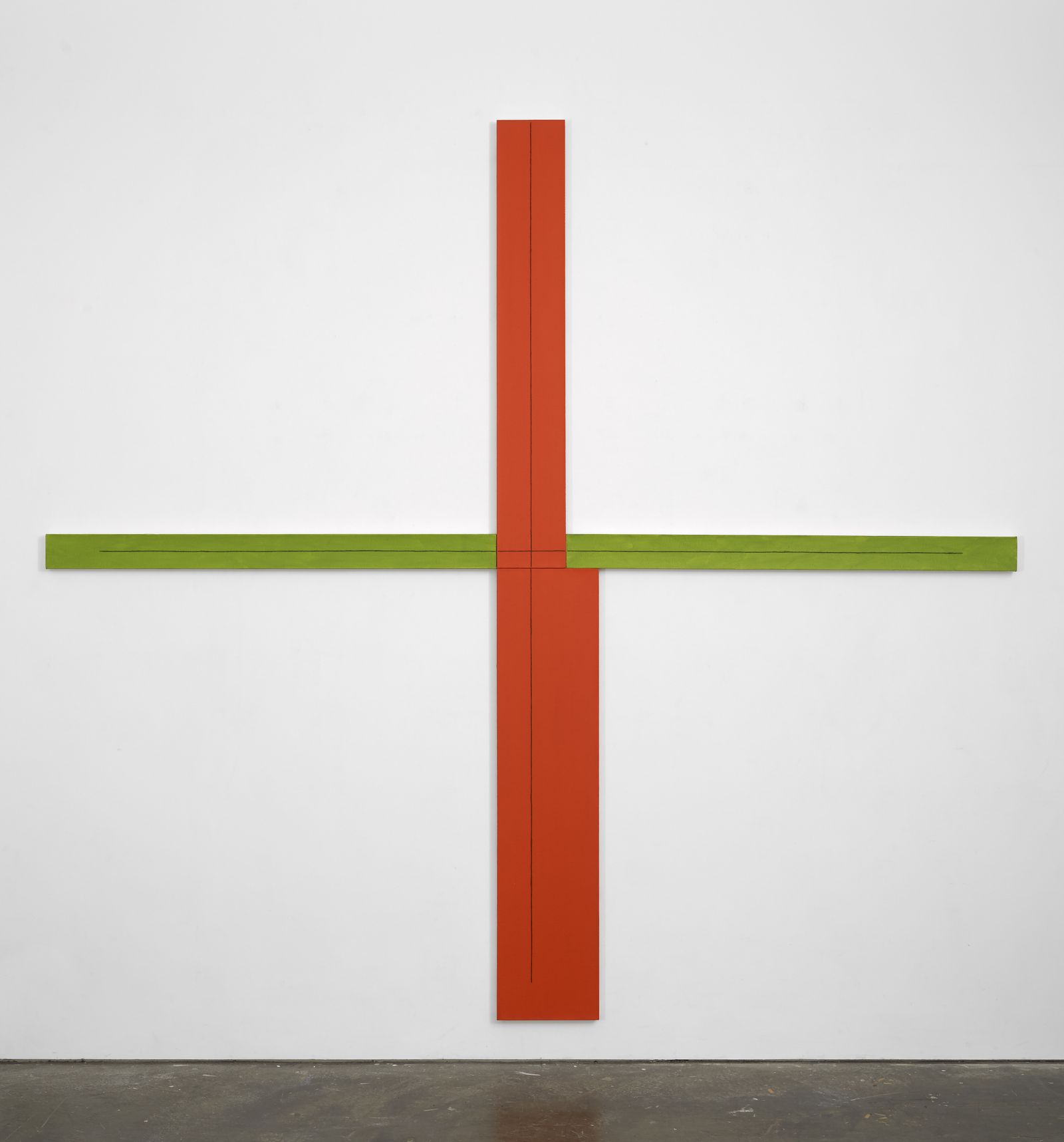 'Rojo/Verde + dentro + pintura', obra de Robert Mangold.