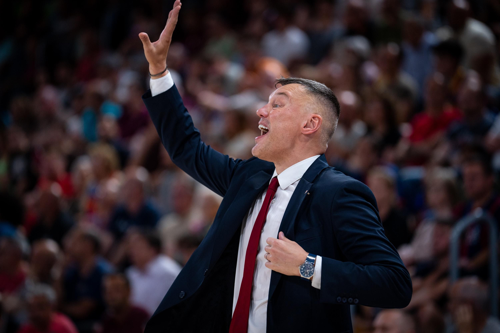 Jasikevicius dando instrucciones en el segundo partido de semifinales contra Unicaja.