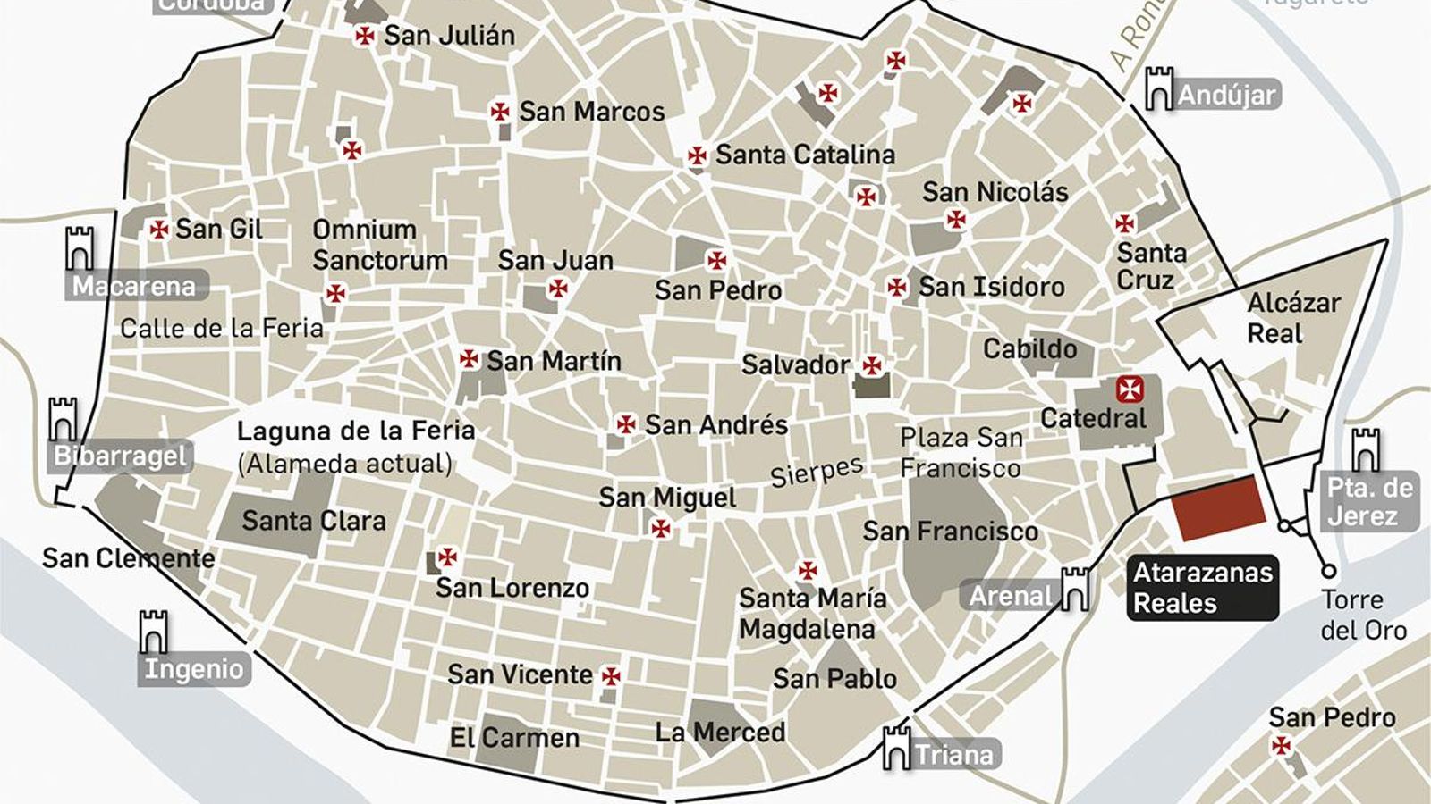 Plano de Sevilla en el siglo XIII