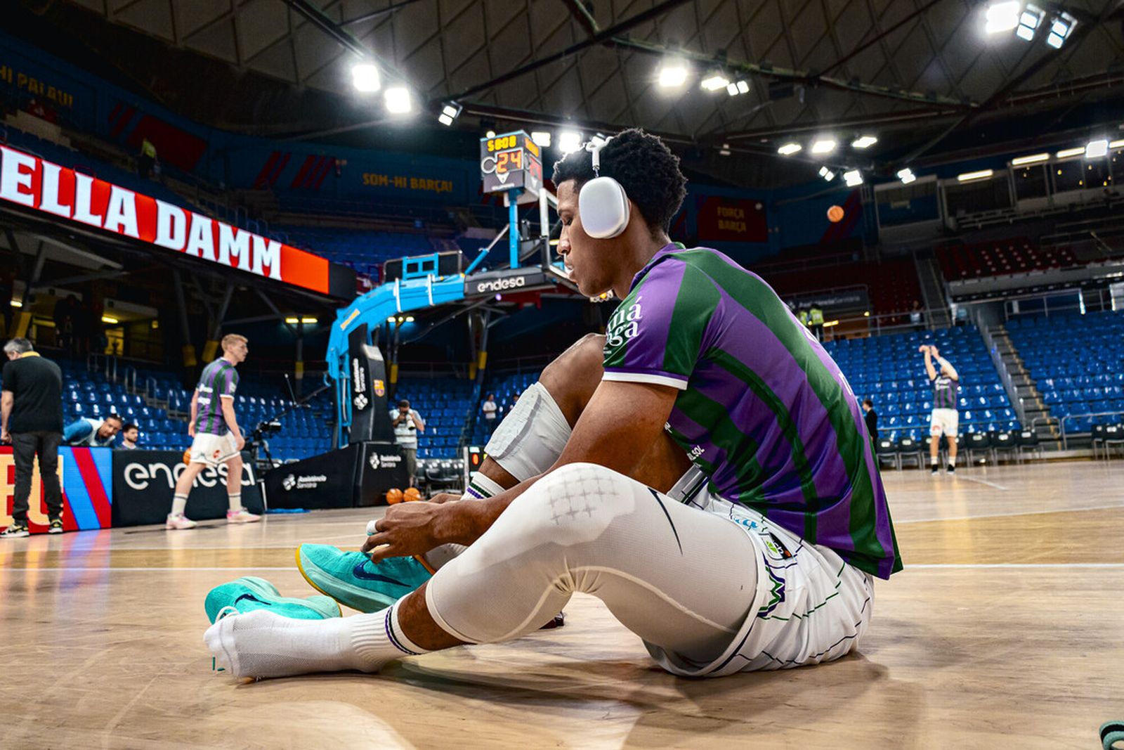 Barça-Unicaja: Calentamiento en el Palau Blaugrana