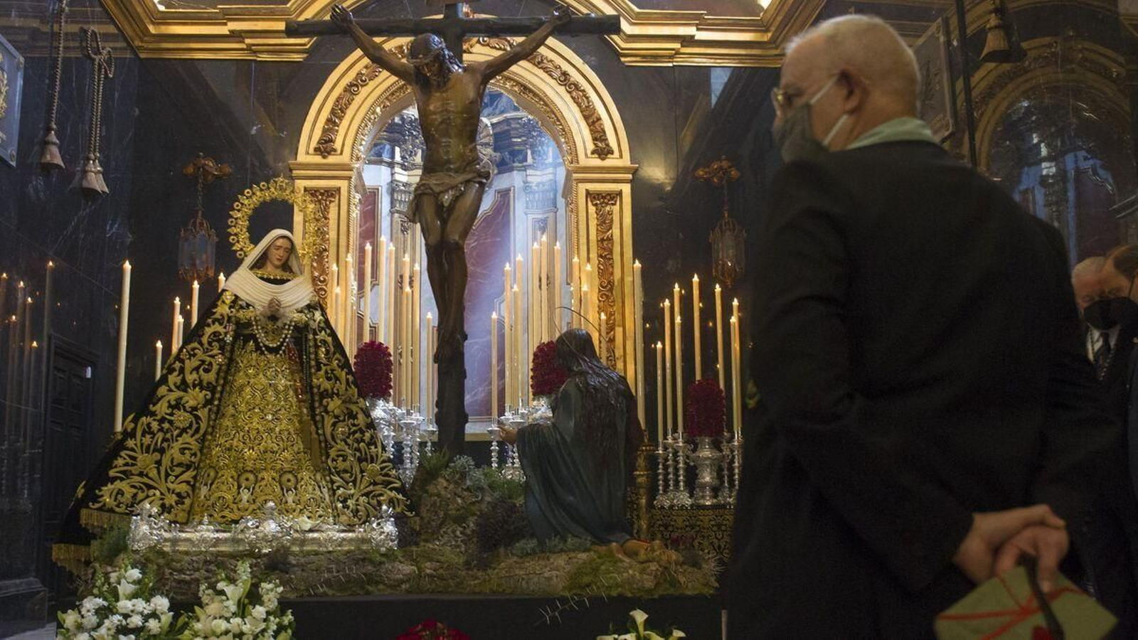 Los sagrados titulares de la congregación de Mena el pasado Jueves Santo en su capilla.