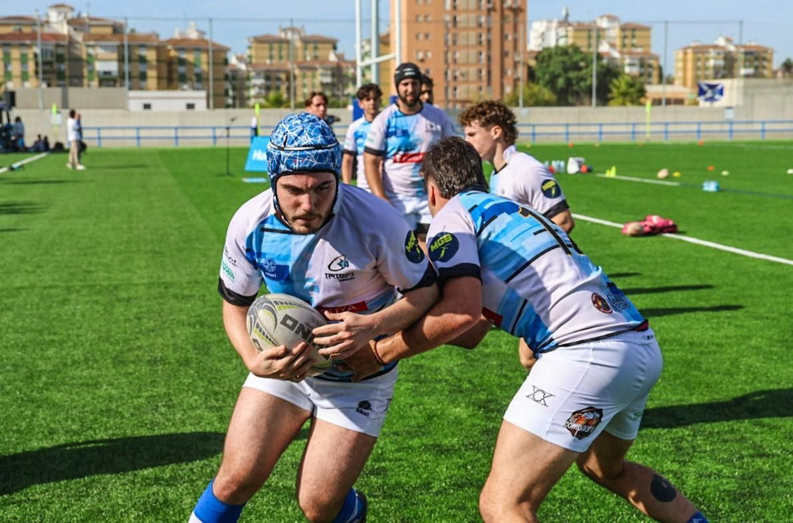 Los jugadores del Rugby Tartessos durante una exhibición.