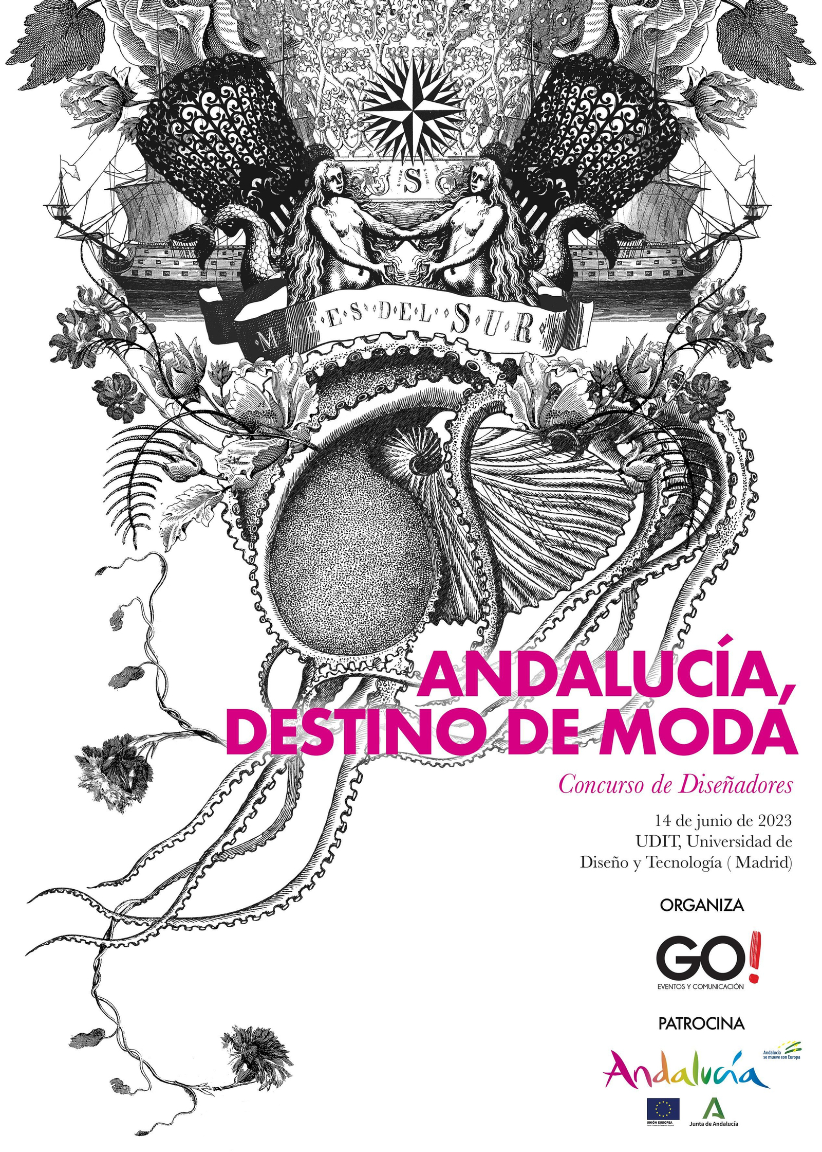 Cartel Concurso Andalucía, Destino de Moda, obra de Carlos Buendía.
