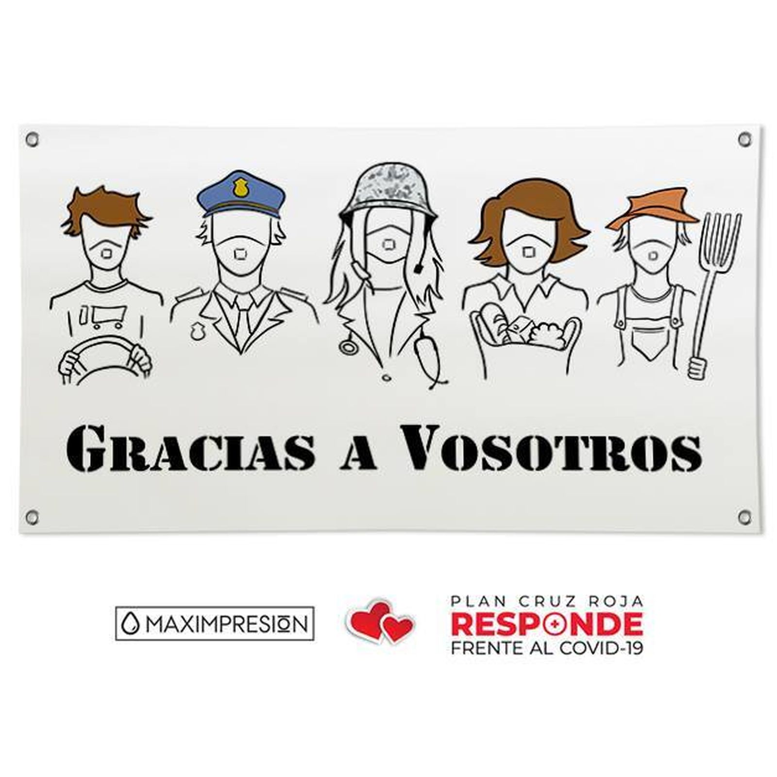 Este es el otro diseño disponible para colaborar con Cruz Roja.